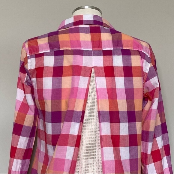 Isabella Sinclair Hibiscus Tea Pink Plaid Mixed Media Atlay Buttondown Shirt, XS - Picture 10 of 15